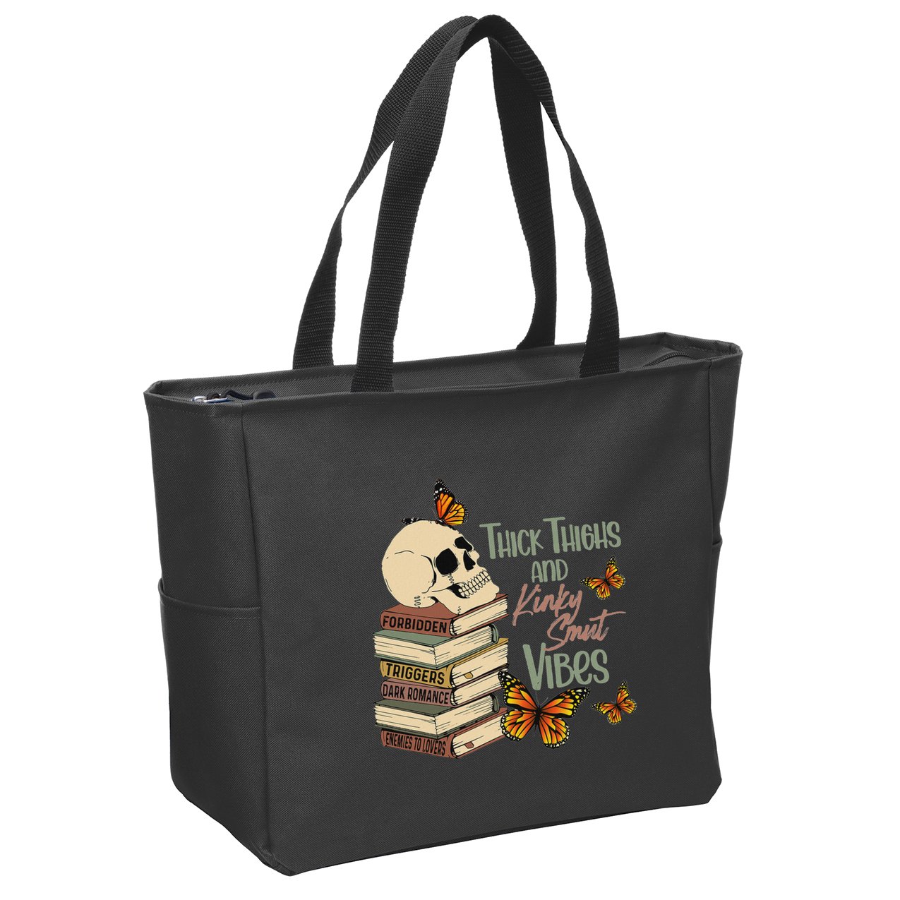Thick Thighs And Kinky Smut Vibes Apparel Zip Tote Bag