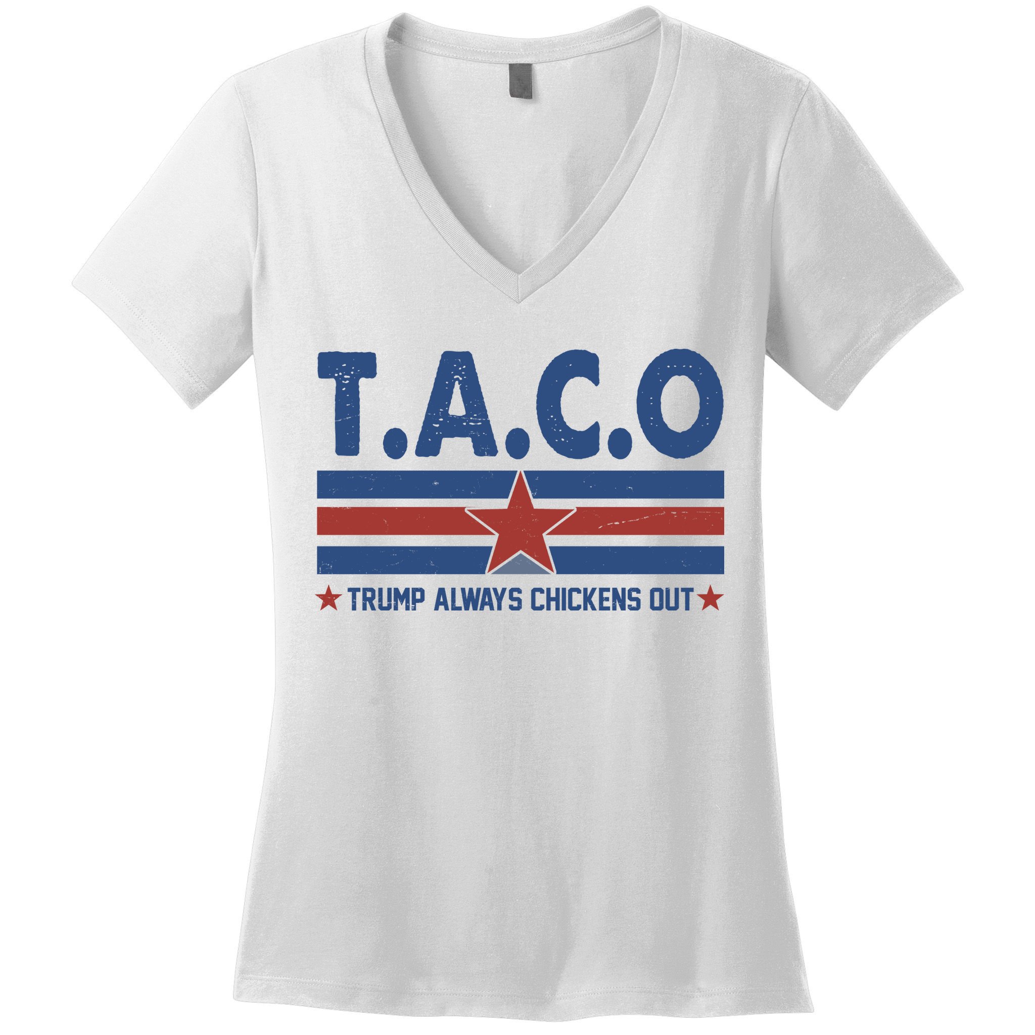 TACO Trump Always Chickens Out Funny Women's V-Neck T-Shirt