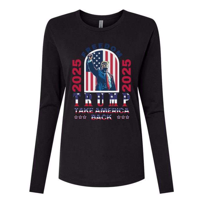 Trump Take America Back 2024  Freedom And Safety Womens Cotton Relaxed Long Sleeve T-Shirt