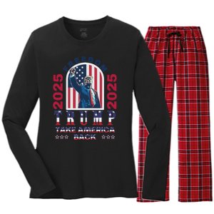 Trump Take America Back 2024  Freedom And Safety Women's Long Sleeve Flannel Pajama Set 