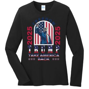 Trump Take America Back 2024  Freedom And Safety Ladies Long Sleeve Shirt