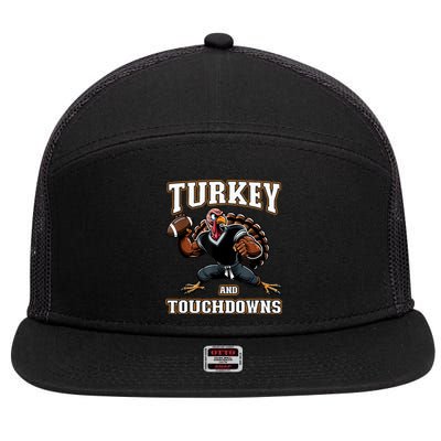 Thanksgiving Turkey And Touchdowns 7 Panel Mesh Trucker Snapback Hat