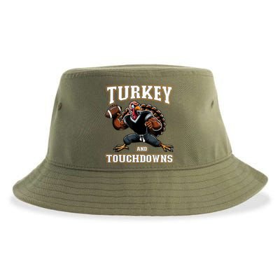 Thanksgiving Turkey And Touchdowns Sustainable Bucket Hat