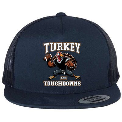 Thanksgiving Turkey And Touchdowns Flat Bill Trucker Hat