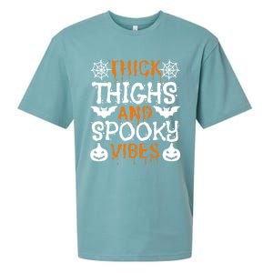 Thick Thighs And Spooky Vibes Halloween Illustration Gift Sueded Cloud Jersey T-Shirt