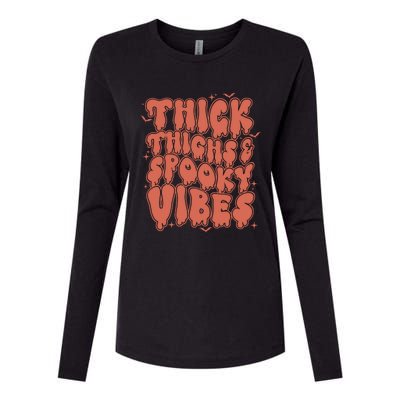 Thick Thighs And Spooky Vibes Great Gift Retro Vintage Halloween Gift Womens Cotton Relaxed Long Sleeve T-Shirt