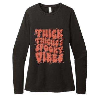 Thick Thighs And Spooky Vibes Great Gift Retro Vintage Halloween Gift Womens CVC Long Sleeve Shirt