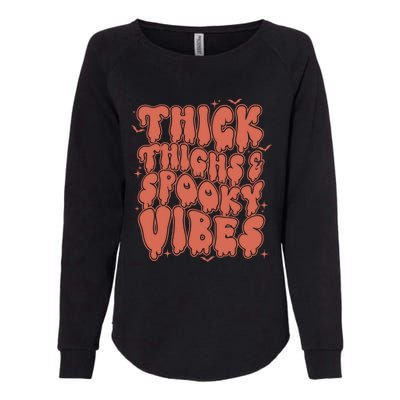 Thick Thighs And Spooky Vibes Great Gift Retro Vintage Halloween Gift Womens California Wash Sweatshirt