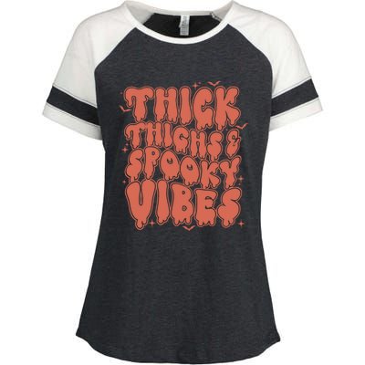 Thick Thighs And Spooky Vibes Great Gift Retro Vintage Halloween Gift Enza Ladies Jersey Colorblock Tee