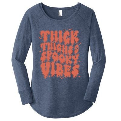 Thick Thighs And Spooky Vibes Great Gift Retro Vintage Halloween Gift Women's Perfect Tri Tunic Long Sleeve Shirt