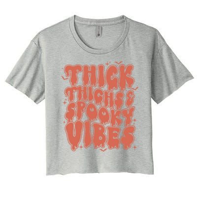 Thick Thighs And Spooky Vibes Great Gift Retro Vintage Halloween Gift Women's Crop Top Tee