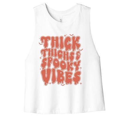 Thick Thighs And Spooky Vibes Great Gift Retro Vintage Halloween Gift Women's Racerback Cropped Tank