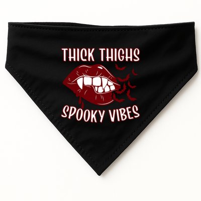 Thick Thighs And Spooky Vibes Vampire Bat Lips Gift USA-Made Doggie Bandana
