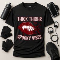 Thick Thighs And Spooky Vibes Vampire Bat Lips Gift Cooling Performance Crew T-Shirt