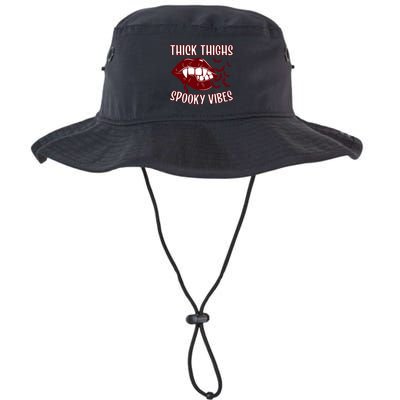 Thick Thighs And Spooky Vibes Vampire Bat Lips Gift Bucket Hat