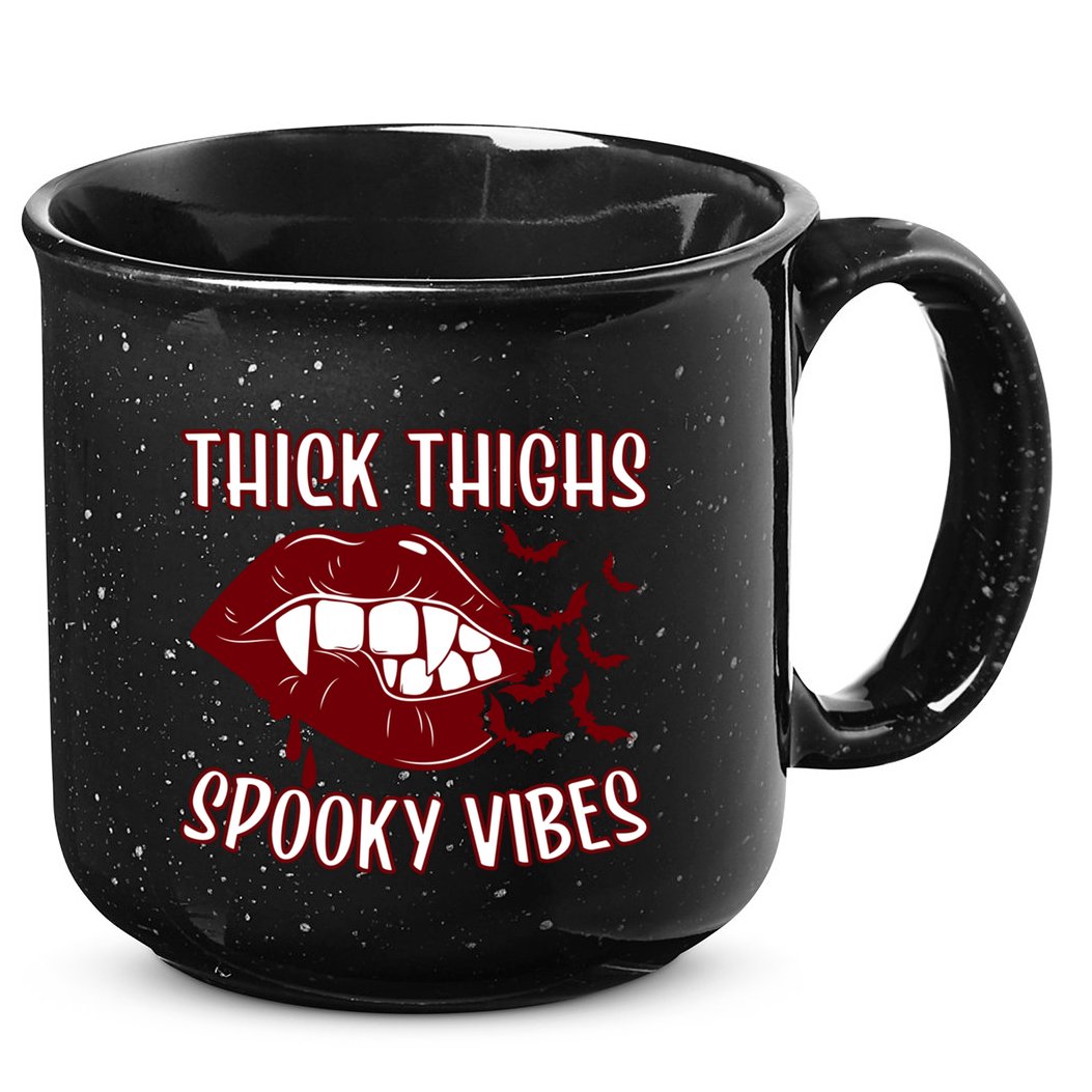 Thick Thighs And Spooky Vibes Vampire Bat Lips Gift 15oz Campfire Ceramic Mug