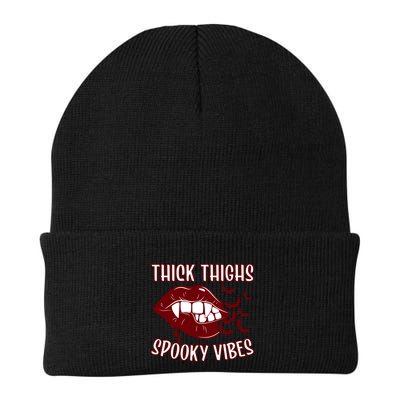 Thick Thighs And Spooky Vibes Vampire Bat Lips Gift Beanie