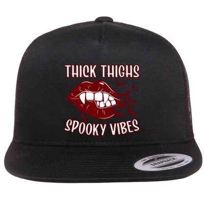 Thick Thighs And Spooky Vibes Vampire Bat Lips Gift Flatbill Hat