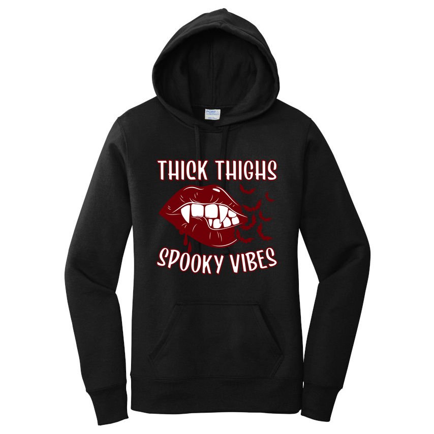 Thick Thighs And Spooky Vibes Vampire Bat Lips Gift Women's Pullover Hoodie
