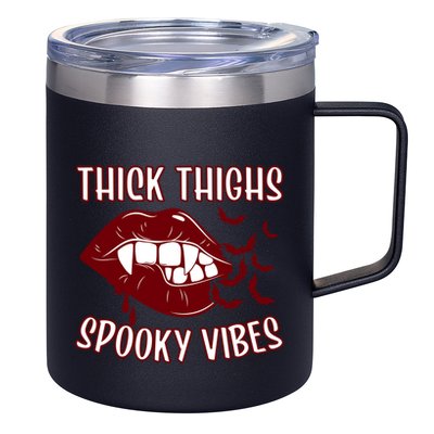 Thick Thighs And Spooky Vibes Vampire Bat Lips Gift 12oz Stainless Steel Coffee Mug