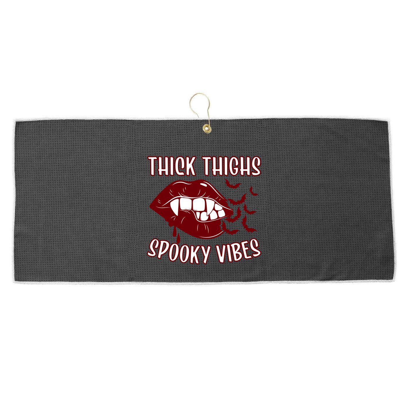 Thick Thighs And Spooky Vibes Vampire Bat Lips Gift Large Microfiber Waffle Golf Towel
