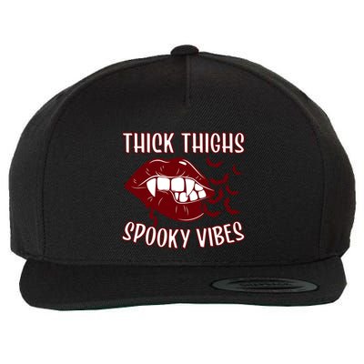 Thick Thighs And Spooky Vibes Vampire Bat Lips Gift Wool Snapback Cap