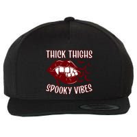 Thick Thighs And Spooky Vibes Vampire Bat Lips Gift Wool Snapback Cap