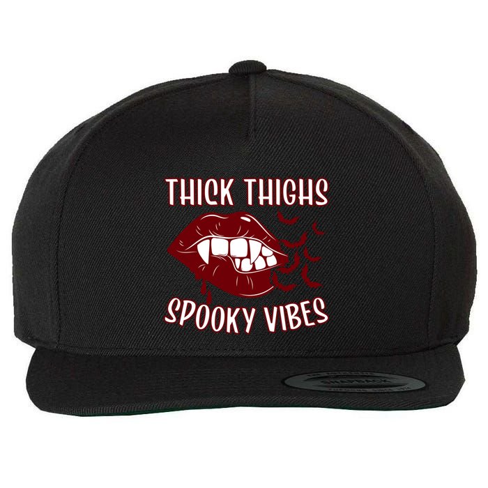 Thick Thighs And Spooky Vibes Vampire Bat Lips Gift Wool Snapback Cap