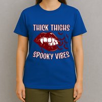 Thick Thighs And Spooky Vibes Vampire Bat Lips Gift T-Shirt
