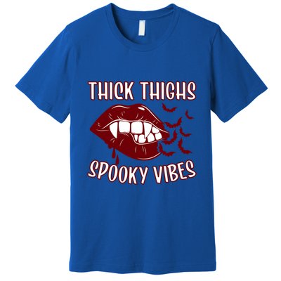 Thick Thighs And Spooky Vibes Vampire Bat Lips Gift Premium T-Shirt