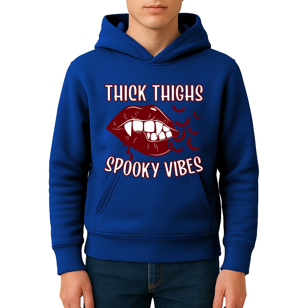 Thick Thighs And Spooky Vibes Vampire Bat Lips Gift Kids Hoodie