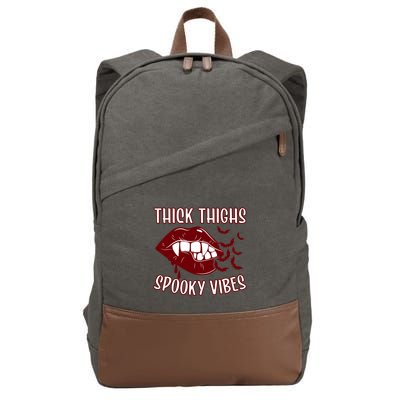 Thick Thighs And Spooky Vibes Vampire Bat Lips Gift Cotton Canvas Backpack