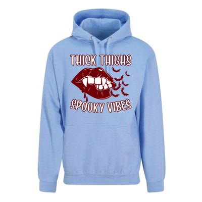 Thick Thighs And Spooky Vibes Vampire Bat Lips Gift Unisex Surf Hoodie