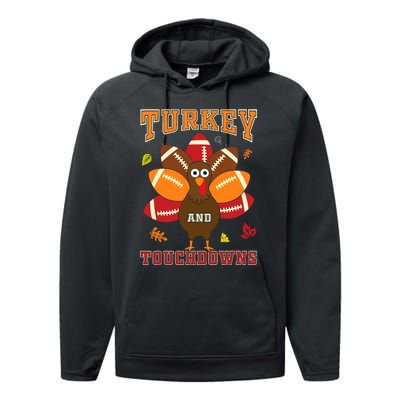 Thanksgiving Turkey And Touchdowns Football Performance Fleece Hoodie