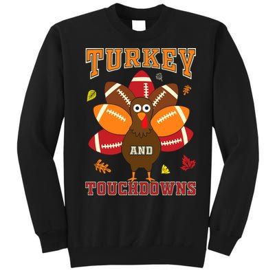 Thanksgiving Turkey And Touchdowns Football Tall Sweatshirt