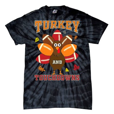 Thanksgiving Turkey And Touchdowns Football Tie-Dye T-Shirt