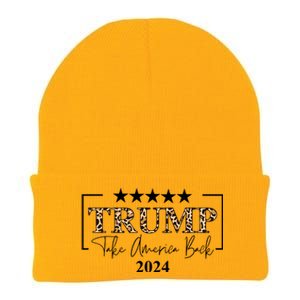 Trump Take America Back 2024 Cheetah Print Election Knit Cap Winter Beanie