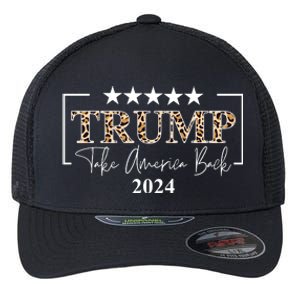 Trump Take America Back 2024 Cheetah Print Election Flexfit Unipanel Trucker Cap