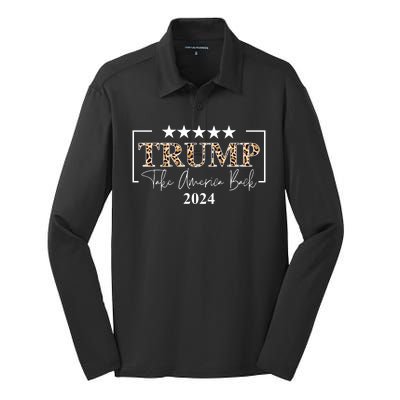 Trump Take America Back 2024 Cheetah Print Election Silk Touch Performance Long Sleeve Polo