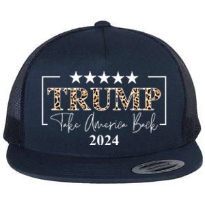 Trump Take America Back 2024 Cheetah Print Election Flat Bill Trucker Hat