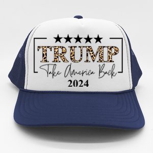 Trump Take America Back 2024 Cheetah Print Election Trucker Hat