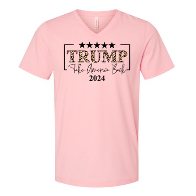 Trump Take America Back 2024 Cheetah Print Election V-Neck T-Shirt