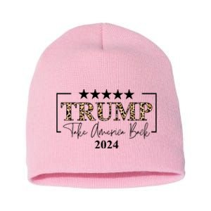 Trump Take America Back 2024 Cheetah Print Election Short Acrylic Beanie