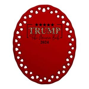 Trump Take America Back 2024 Cheetah Print Election Ceramic Oval Ornament