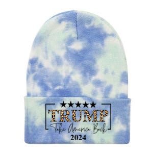 Trump Take America Back 2024 Cheetah Print Election Tie Dye 12in Knit Beanie