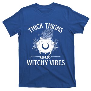 Thick Thighs And Witchy Vibes Halloween Cute Gift T-Shirt