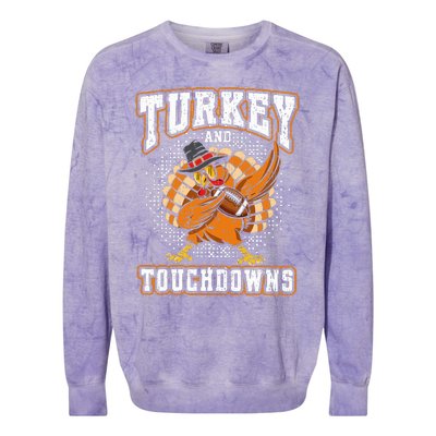 Thanksgiving Turkey and Touchdowns Football Colorblast Crewneck Sweatshirt