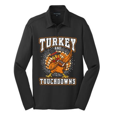 Thanksgiving Turkey and Touchdowns Football Silk Touch Performance Long Sleeve Polo