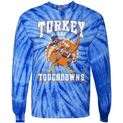 Thanksgiving Turkey and Touchdowns Football Tie-Dye Long Sleeve Shirt