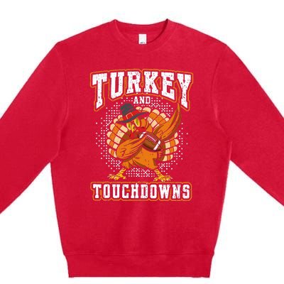 Thanksgiving Turkey and Touchdowns Football Premium Crewneck Sweatshirt